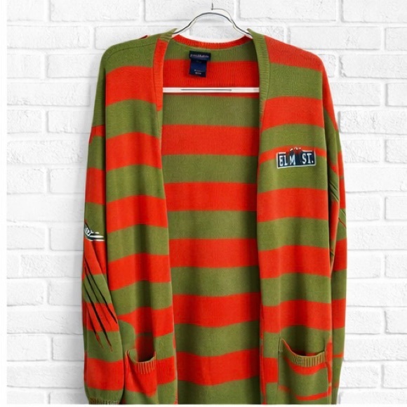 Hot Topic Sweaters - Hot Topic nightmare on Elm Street Striped Open-Front Cardigan